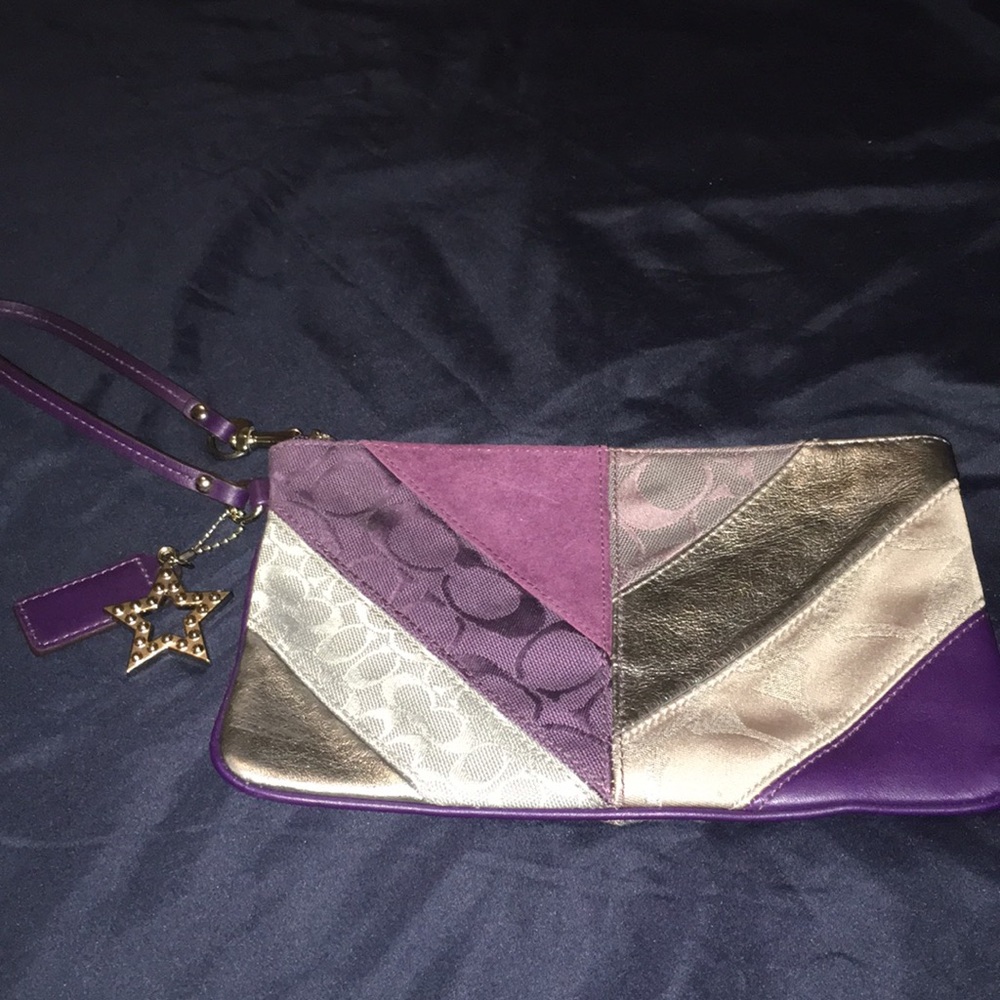 Coach purples and silver wristlet